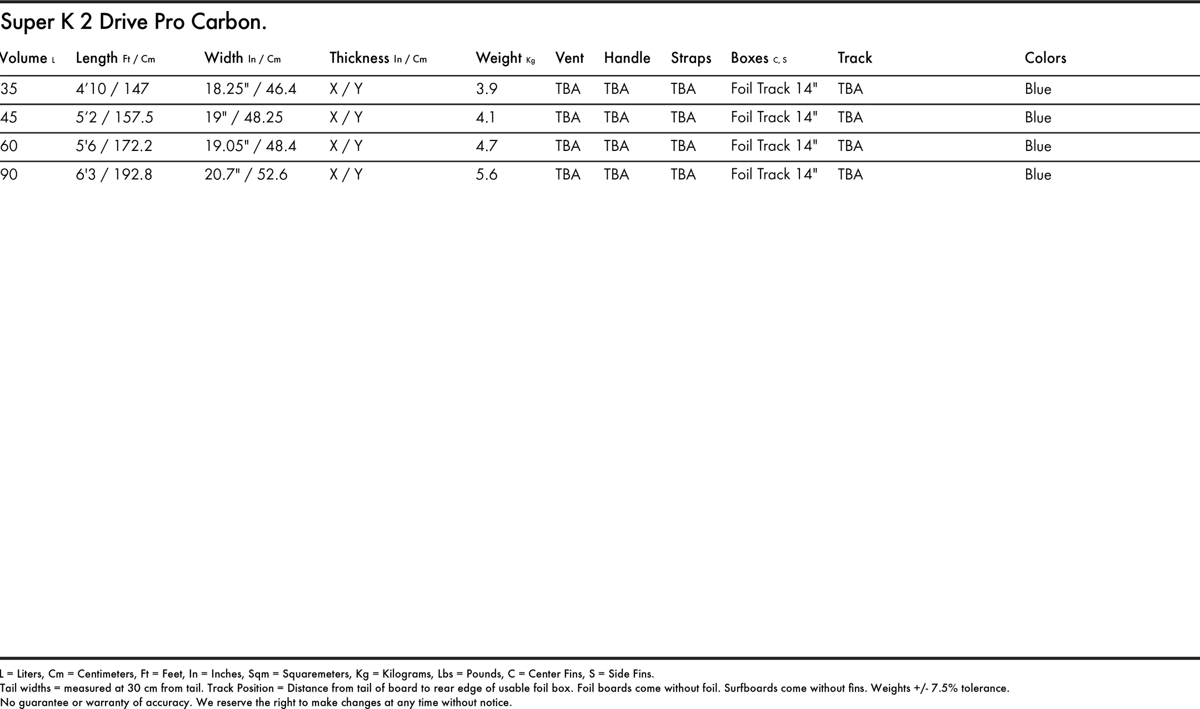 super-k2-drive-pro-carbon-specs